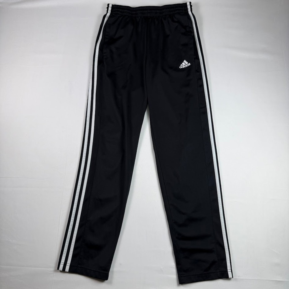 Adidas Mens Black Three Stripe Straight Leg Track Pants Size Medium